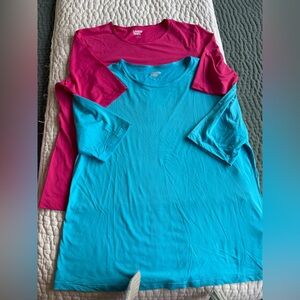 Lands' End Women's Short Sleeve Rash Guard in Pink and Blue